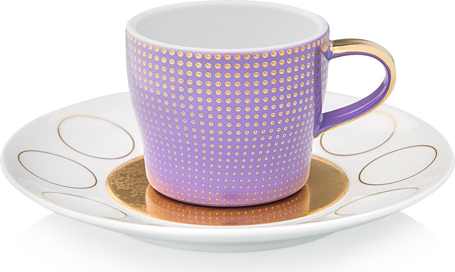 10608615 Furstenberg Набор чашек для эспрессо с блюдцами Furstenberg "Лунный свет" (красная и фиолетовая) 70мл, 2 шт, п/к Фарфор 
