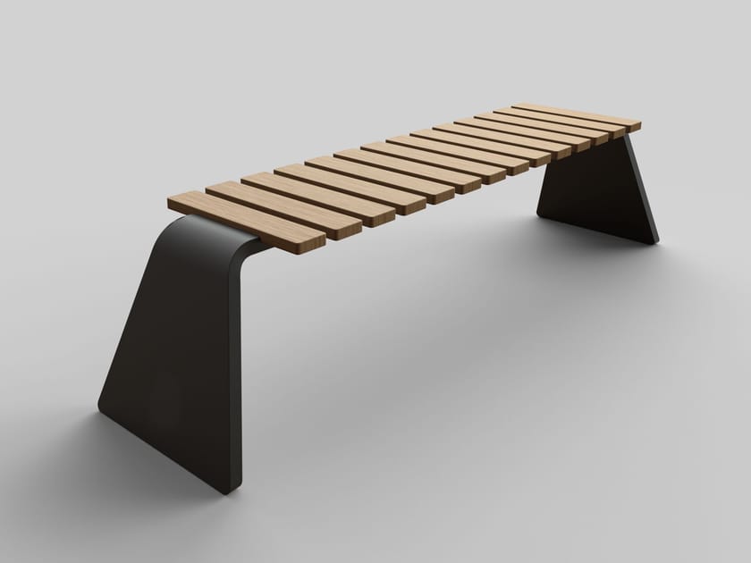 Стальная и деревянная скамья без спинки Viscio Urban Design Stripe ARCH-00026966