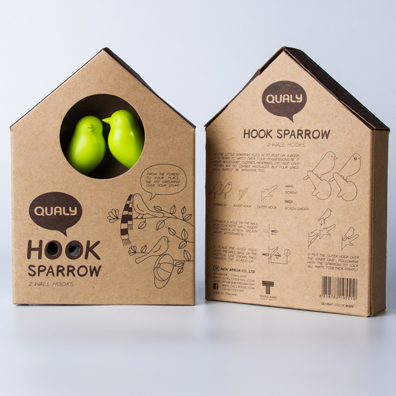 Вешалки настенные Sparrow 2 шт. белые-черные Qualy QL10067WHBK - Вид №3