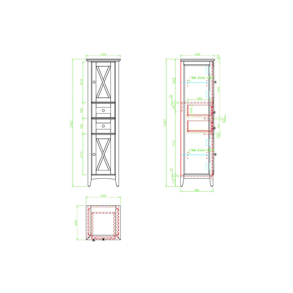 Шкаф-пенал высокий, цвет орех [EU1D] Victorian Burlington EU1D - Вид №2