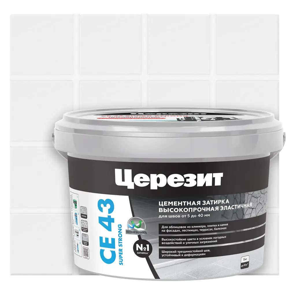 Затирка для широких швов Церезит CE 43 Super Strong цвет дымчато-белый 2 кг Без серии STLM-2025974