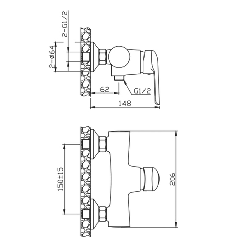 Orange Tony M54-200cr однозахватный смеситель для душа без аксессуаров Хром sun-id-1517083 - Вид №1