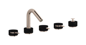 Смеситель на бортик ванной на 5 отверстий с дивертером и душевым гарнитуром. WE ARE IB mr396rs_2 Rose Gold Marmo