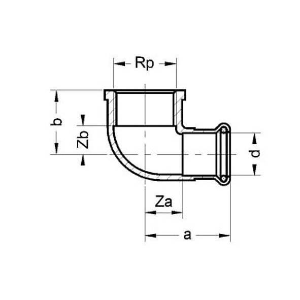 1130901238 SANHA 13090G пресс-фит. солн., бронза, угловой переход ВПр-ВР 12x3/8 мм  - Вид №1