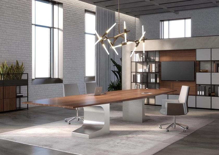 ESTEL GROUP Стол для переговоров из фанерованной древесины с системой управления кабелями Niemeyer sun-id-1349180 - Вид №3