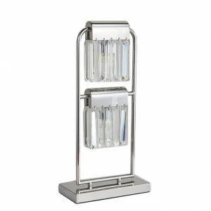 Настольная лампа с хрустальными подвесками двойная хром Newport 4202/T NEWPORT ИНТЕРЬЕРНЫЕ 00-3889202 Прозрачный;хром