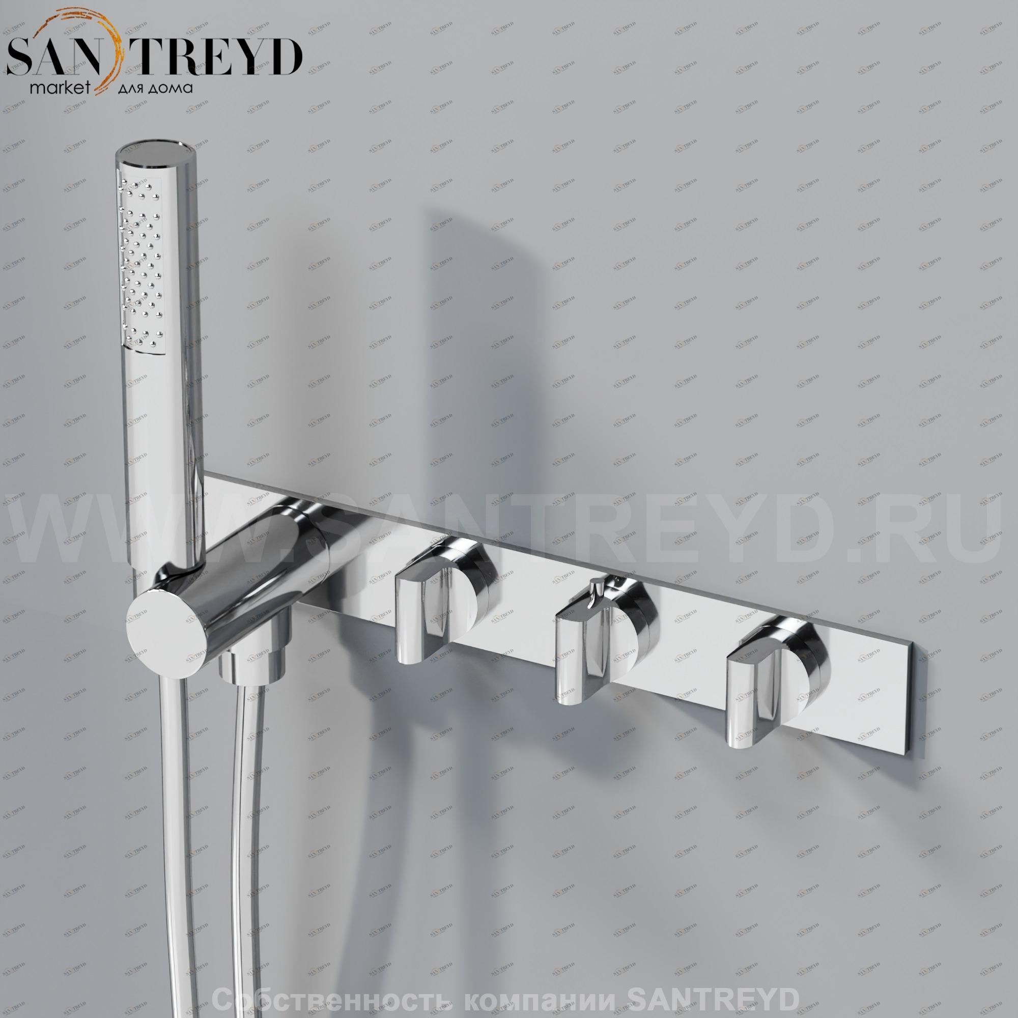 Термостат с ручным душем ARUB1119S SQUARE для душа хромированный Agape