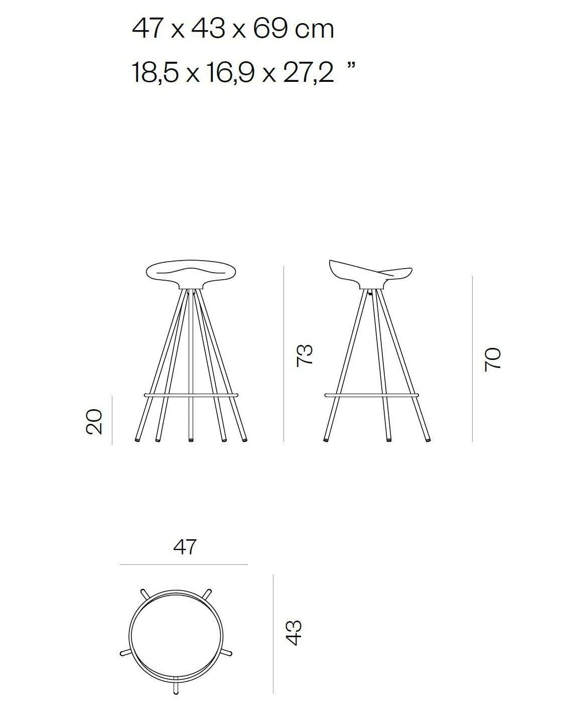 Низкий табурет на деревянном насесте с колесами BD Barcelona JAMAICA ARCH-00130493 - Вид №4