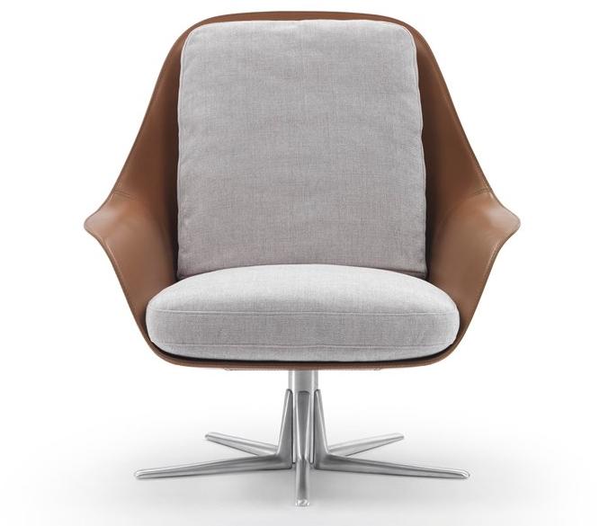 Flexform Вращающееся кресло с подлокотниками из кожи и ткани Sveva sun-id-1372654 - Вид №1