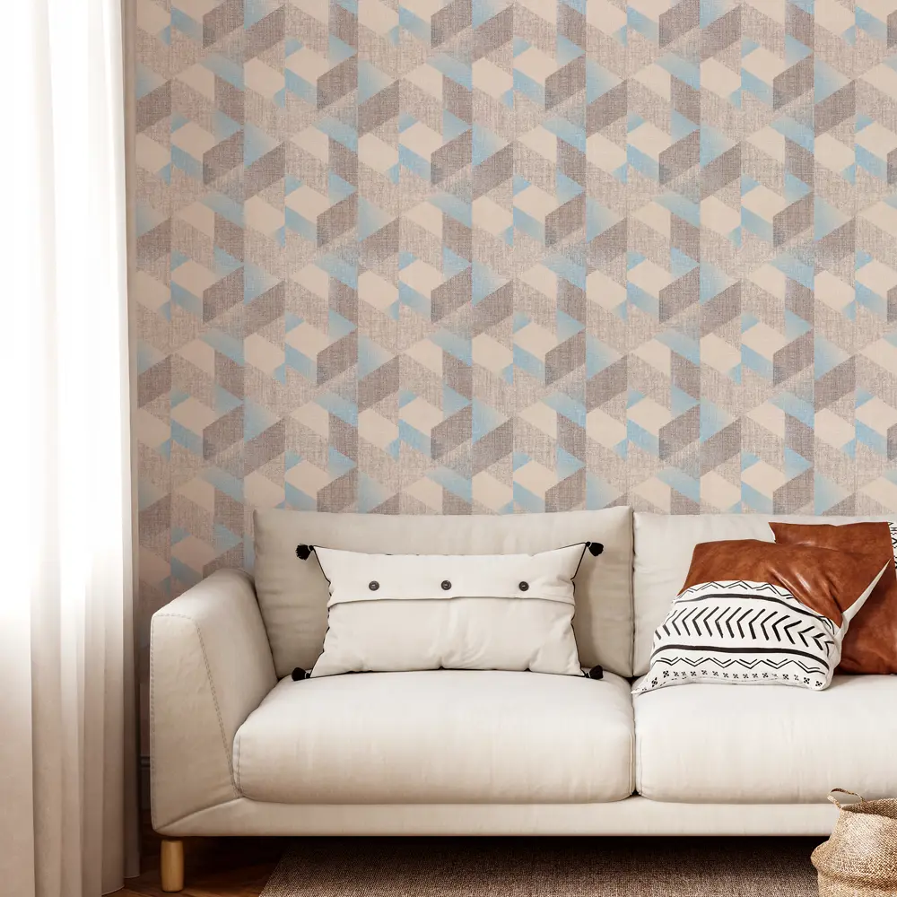 Palitra Family Modulis - Флизелиновые обои бежево-голубые с рельефной текстурой 83534085 STLM-0836281 - Вид №2