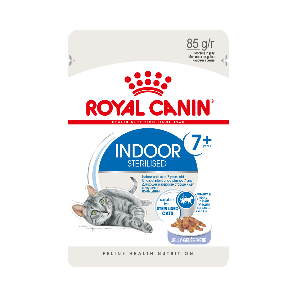 ПР0052025 Корм для кошек Indoor 7+ для домашних старше 7 лет (желе) пауч 85г ROYAL CANIN 