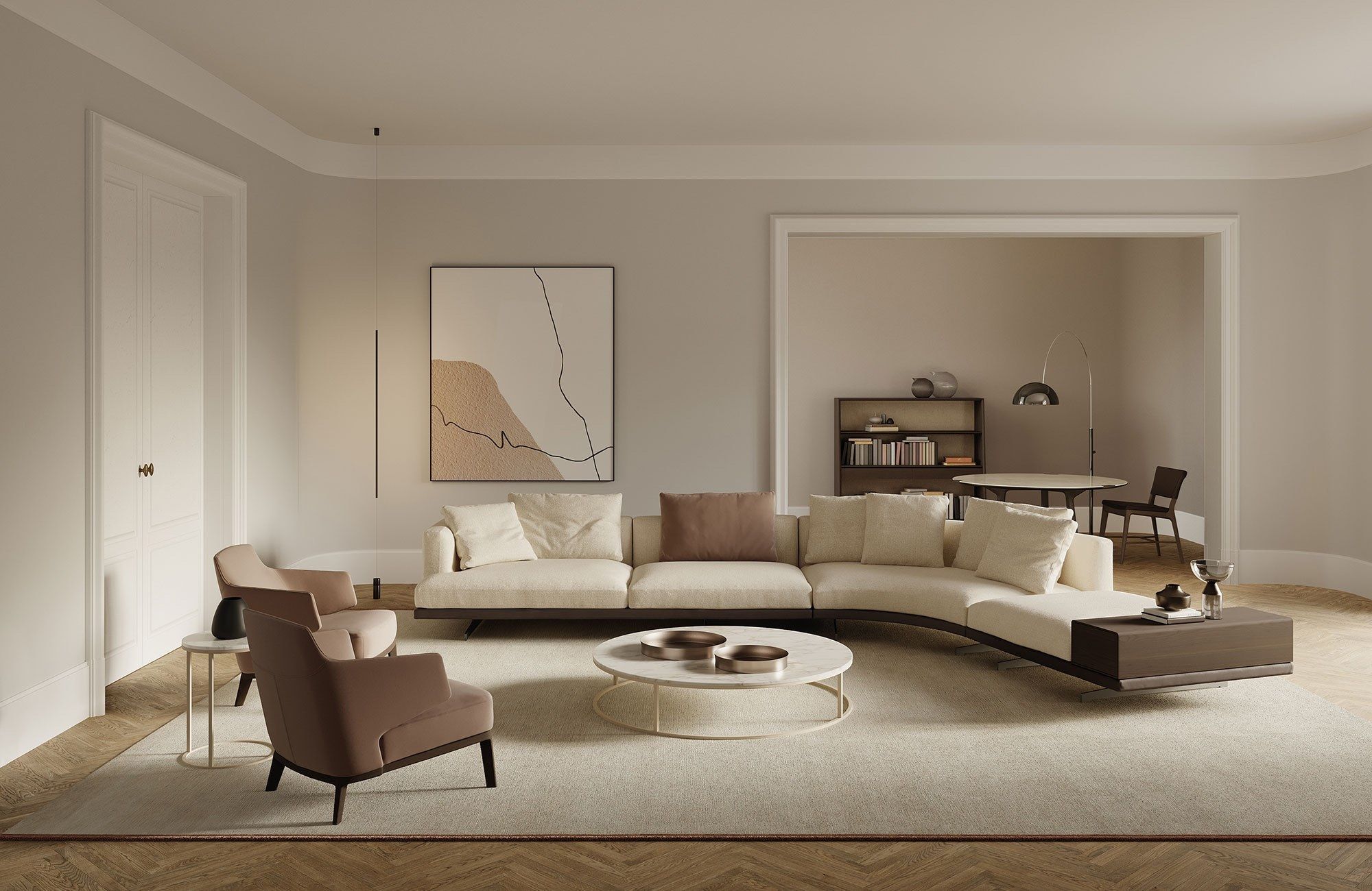 Отдельно стоящий книжный шкаф из шпона Frigerio Analog ARCH-00108201 - Вид №2