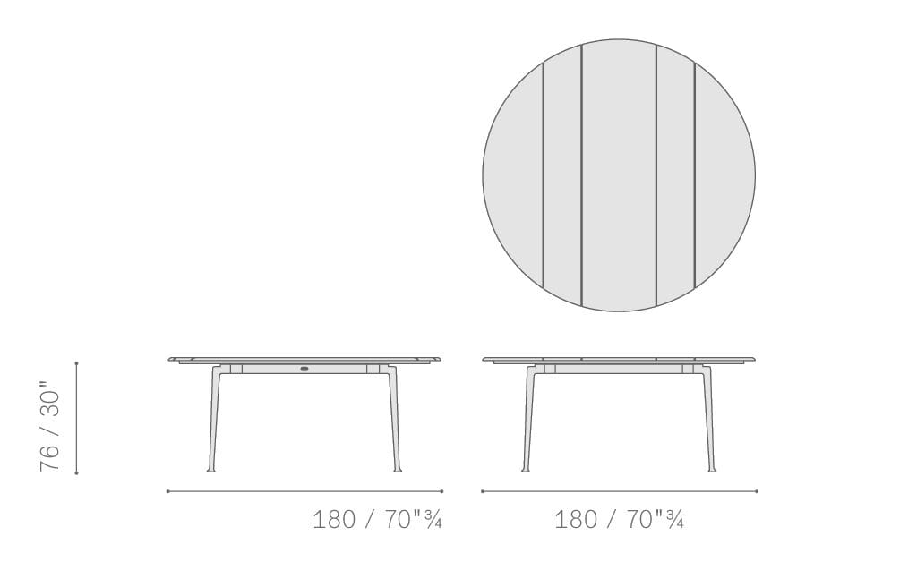 Алюминиевый и деревянный круглый садовый стол Poltrona Frau SOLARIA ARCH-00106387 - Вид №3