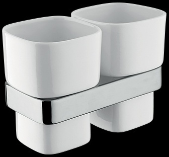 MO154 Стакан, двойной, настенный, керамический bagno&associati MODULO