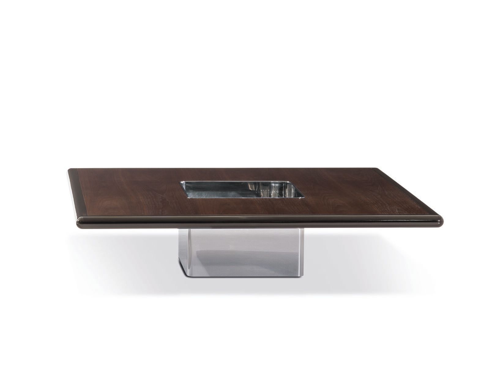 Квадратный журнальный столик из нержавеющей стали и дерева Minotti HELENE ARCH-00077102