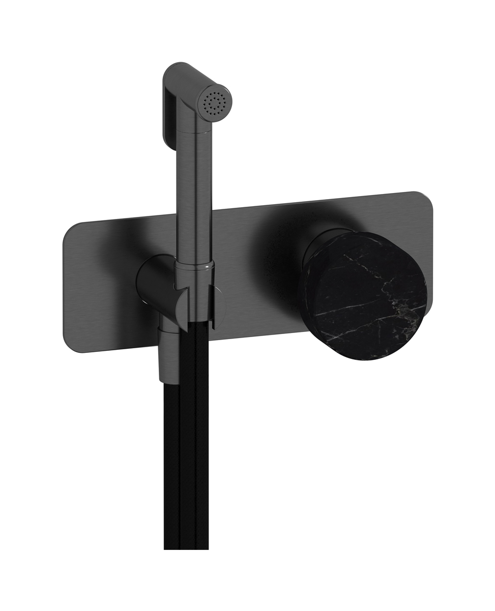 Внешние части гигенического душа со смесителем. WE ARE IB mr706cs_2 Brushed Black Chrome Marmo