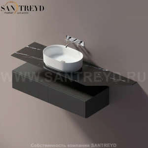 Agape ELL Подвесная столешница с возможностью установки 1-2 раковины. Размер: длина от 180 см до 200 см. Отделка: черный мрамор AELLN1MCA1820ED