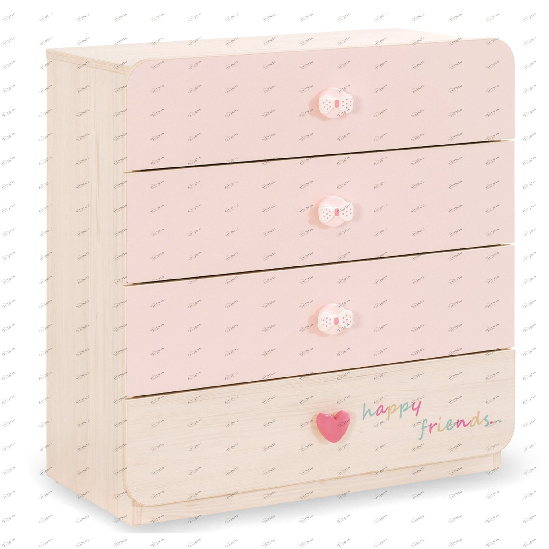 Комод детский с 4 ящиками розовый Baby Girl CILEK BABY GIRL 00-3832234 Бежевый;розовый Santreyd 