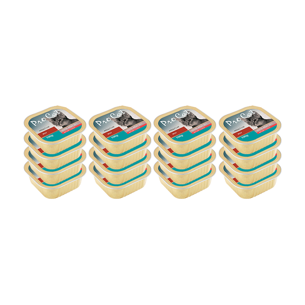 ПР0043777*16 Корм для кошек говядина конс. 100г (упаковка - 16 шт) Pro Cat 