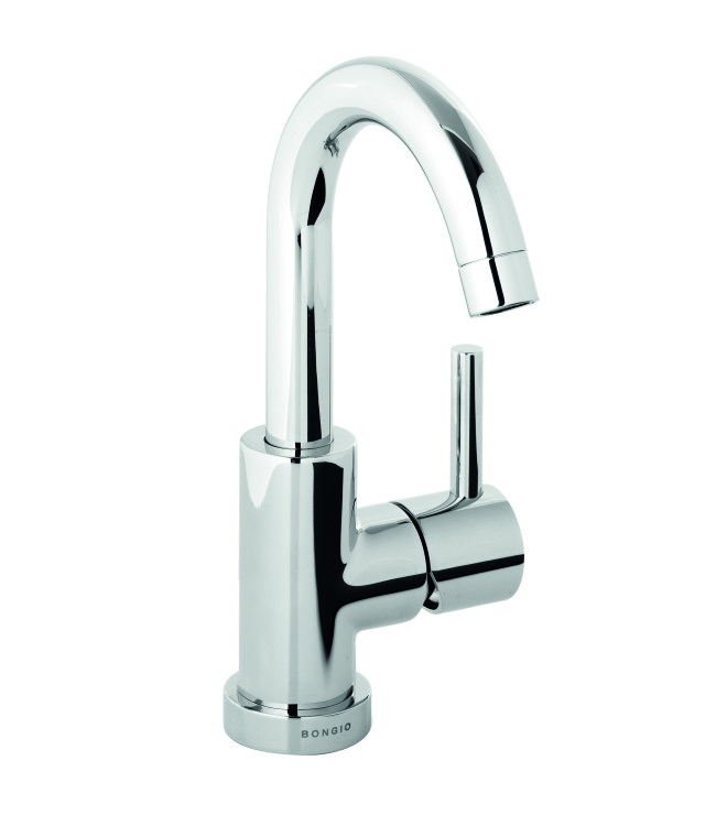 32581 / PR Смеситель для раковины с коротким поворотным изливом и сливом clic-clac .. Bongio T Mix / T Leva Laterale 32581/PR