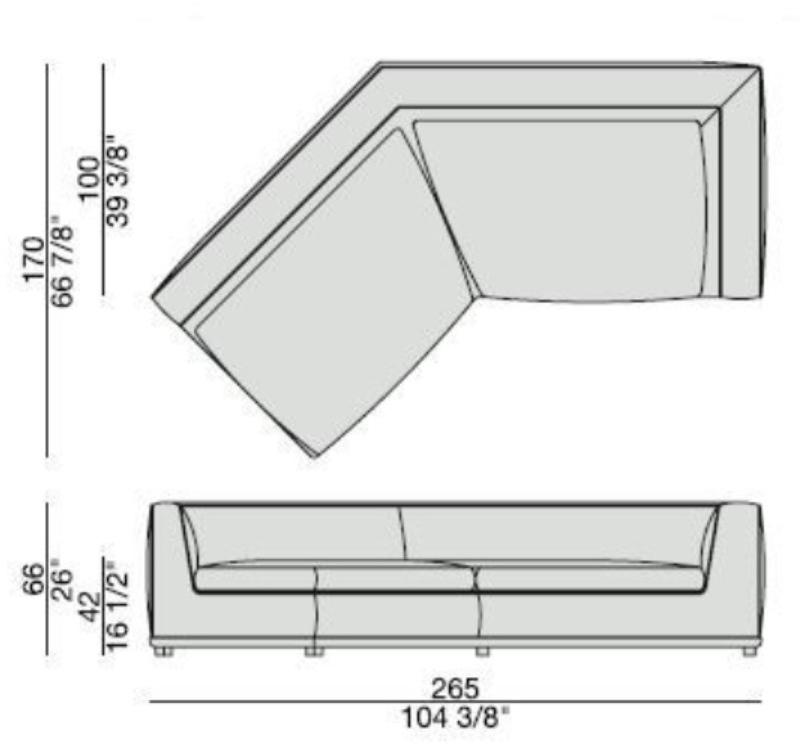Porada Кожаный диван с шезлонгом Iron sun-id-1465994 - Вид №3