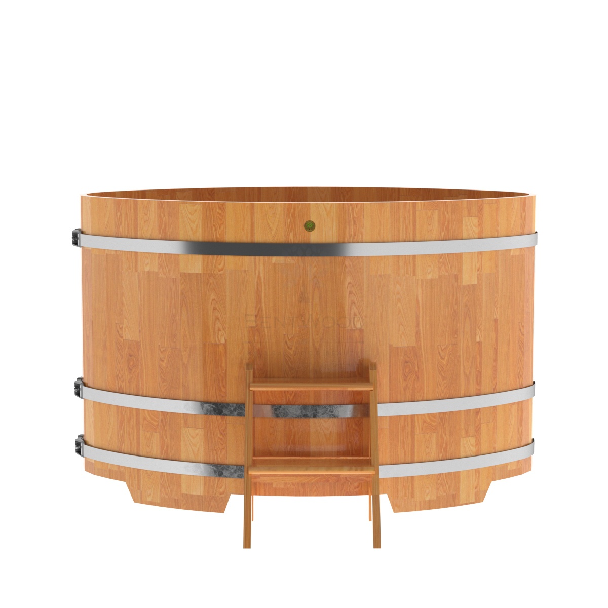 1530 Купель овальная из сращенных ламелей лиственницы 1,02х1,68х1,1 натуральная Alyarus  - Вид №3