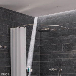 DSFE750 Пятиугольный карниз для душевой занавески, 75 x 75 см, для привинчивания PHOS