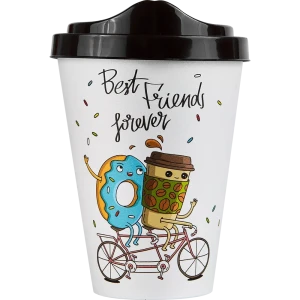 Стакан с крышкой Delinia Best Friends Forever 420 мл пластик цвет белый