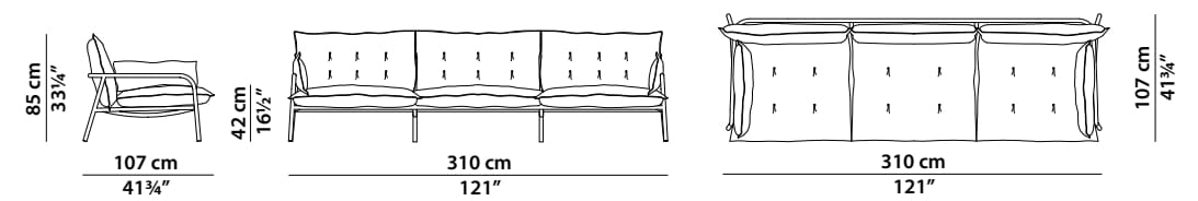 3-местный тканевый садовый диван Baxter Elephant ARCH-00100361 - Вид №3