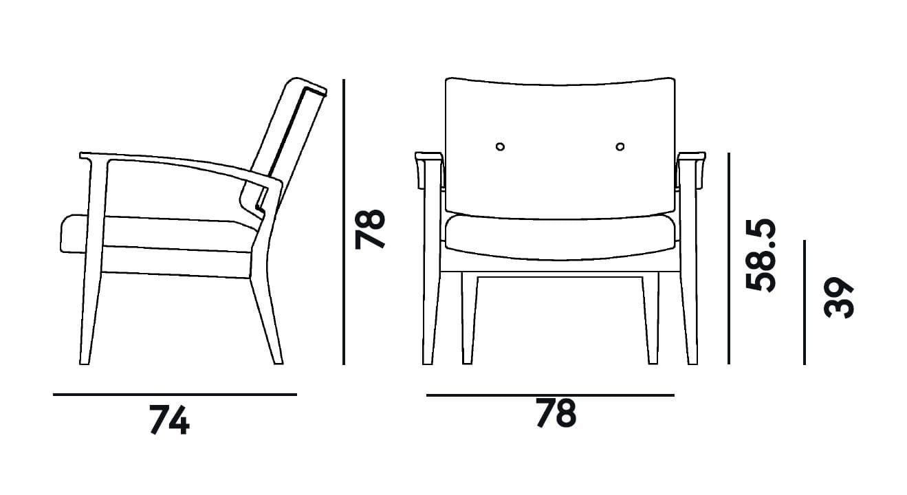 Кресло из бука с мягким сиденьем с подлокотниками Billiani Eileen ARCH-00031355 - Вид №3