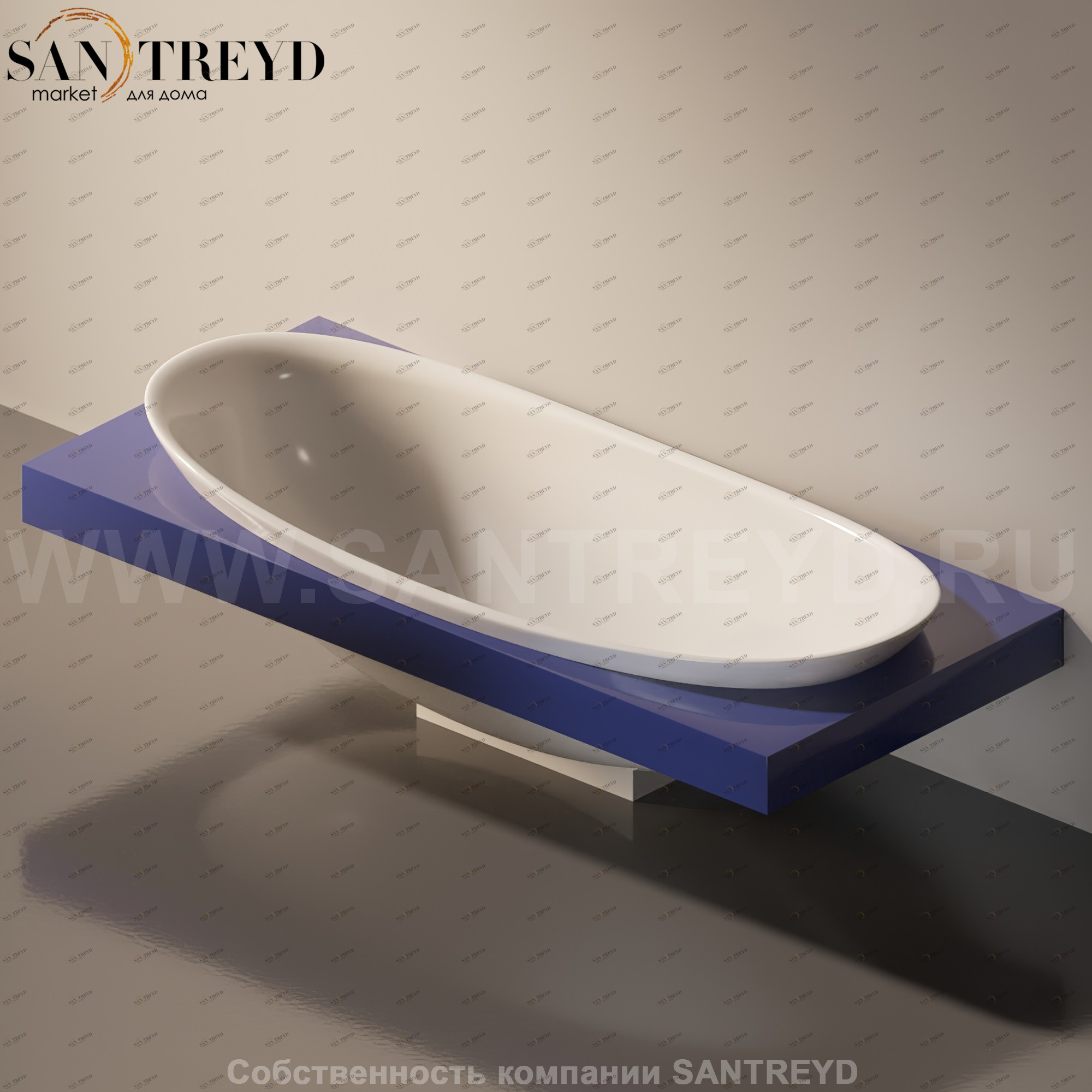 Flaminia IO e SI Столешница с отверстием под ванну синяя IO84M1.5003 Ceramica Flaminia IO84M15003