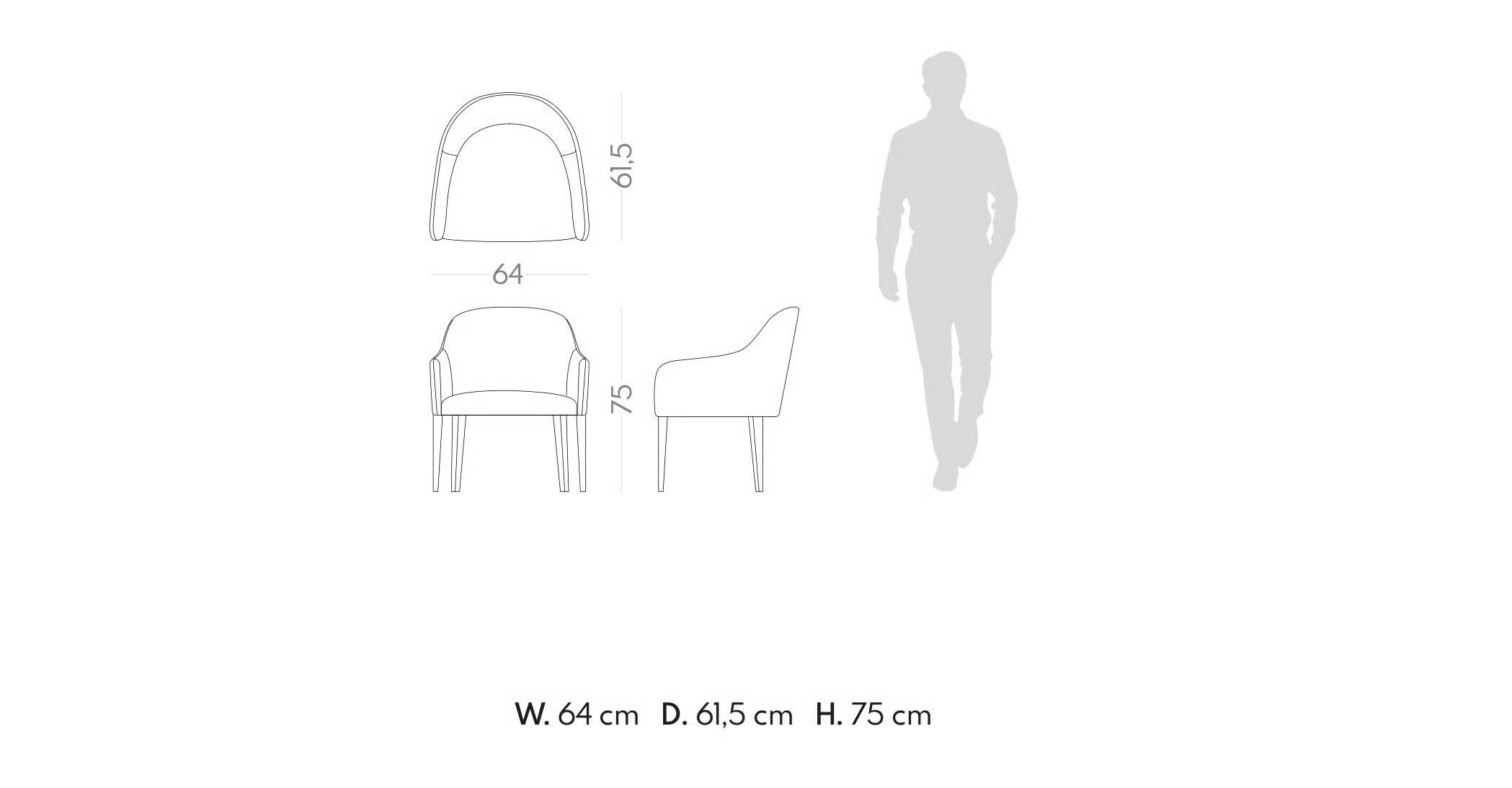 Тканевое кресло с подлокотниками PRADDY Miller ARCH-00120887 - Вид №3