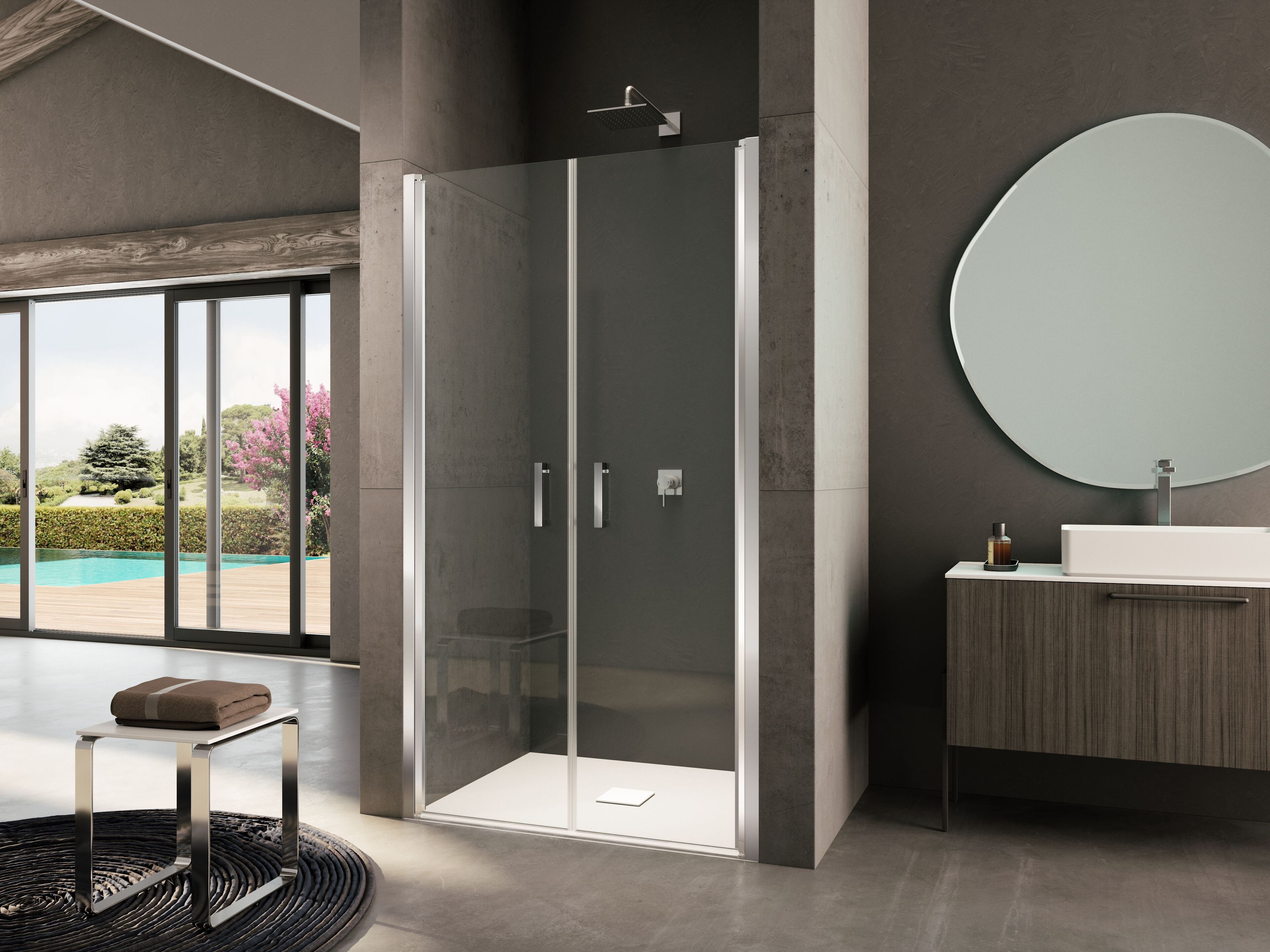 Стеклянная ниша душевая кабина с распашной дверью Provex Industrie ARCH-00001526 - Вид №1