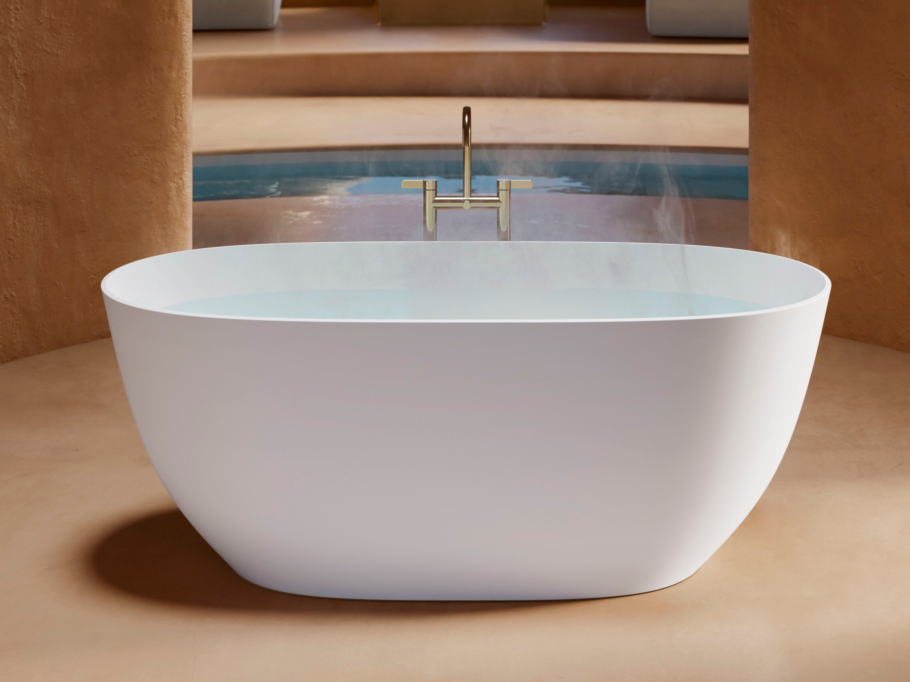 Овальная ванна в центре комнаты в Dolotek© Acquabella Acquawhite ARCH-00100201