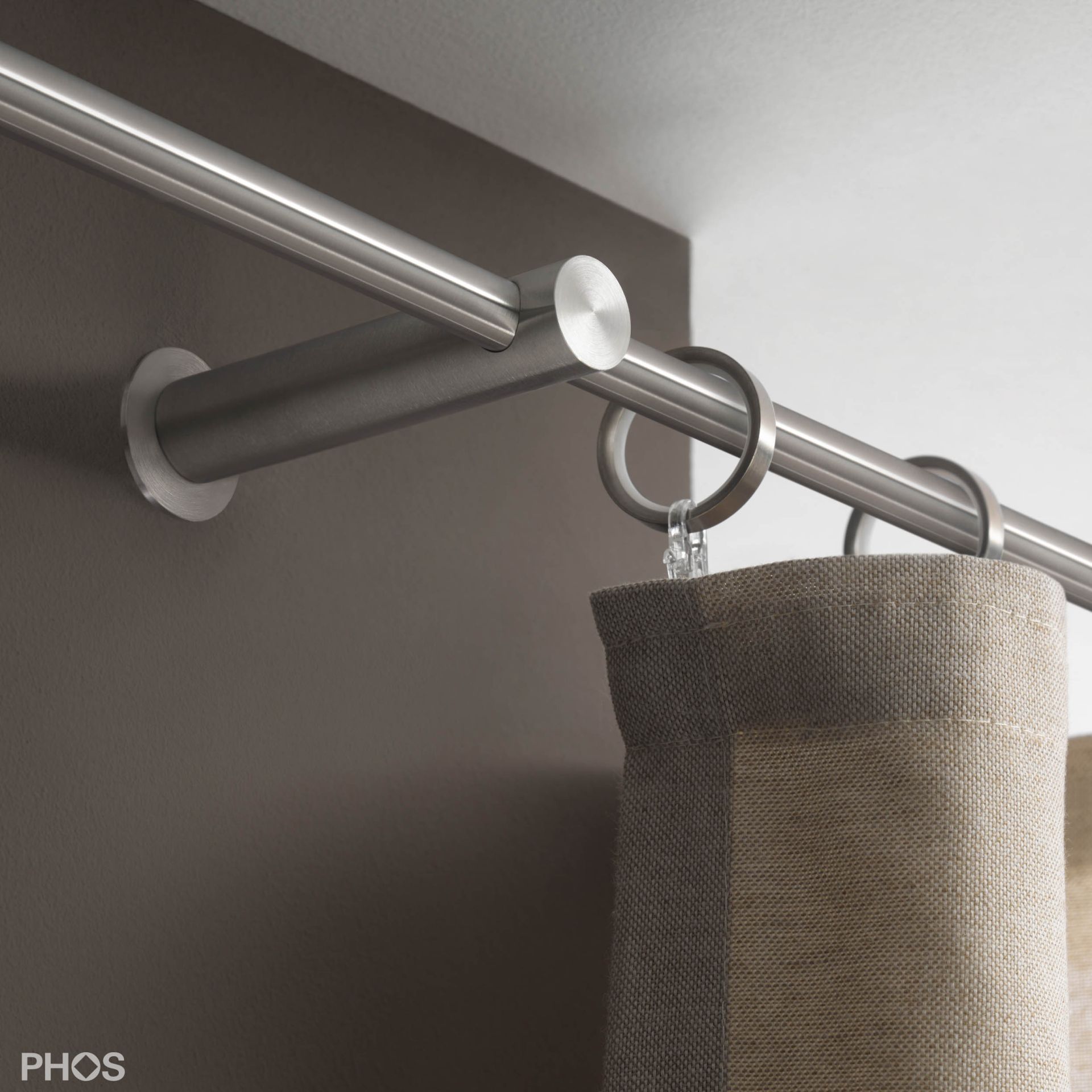 VS20-100E2000 Комплект карнизов: 200 см с 2 концевыми кронштейнами (среднее расстояние от стены) PHOS  - Вид №2