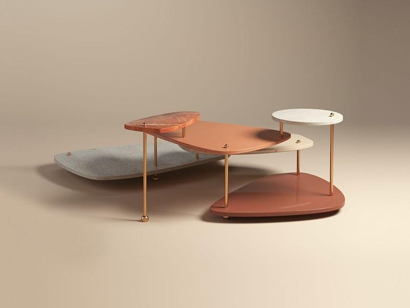 Malabar Журнальный столик из мрамора, травертина и лакированного дерева sun-id-1474636 - Вид №1