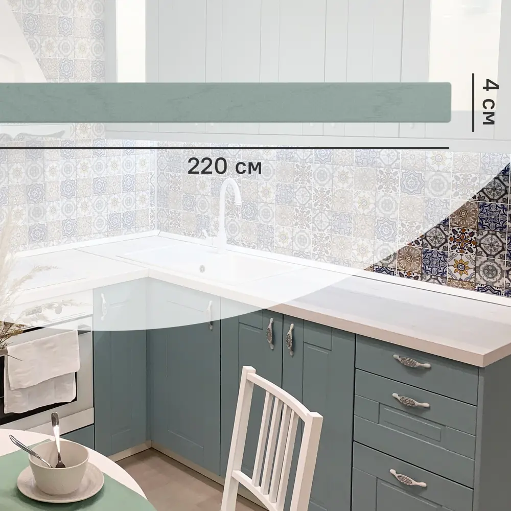 Кухонный карниз Томари 220x4 см KONSENSA МДФ цвет голубой 89423387 STLM-2084608