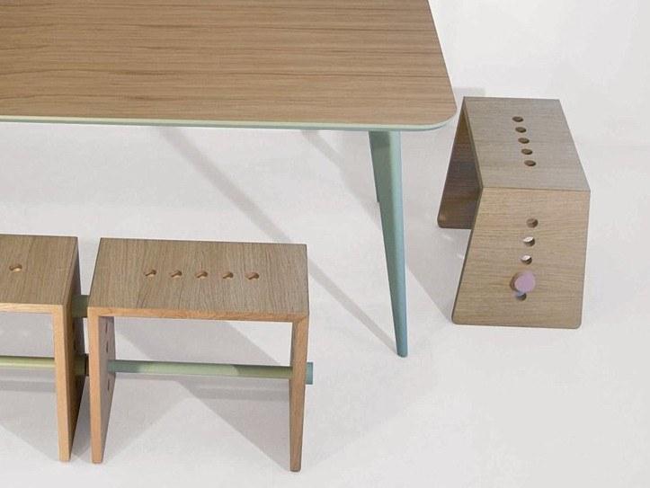 KARN Низкий деревянный табурет с подставкой для ног Karn design sun-id-1484121 - Вид №1