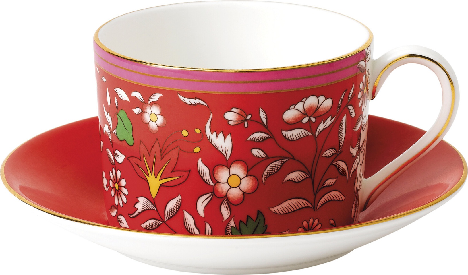 10671652 Wedgwood Чашка чайная с блюдцем Wedgwood Вандерласт Малина 150мл Фарфор костяной 