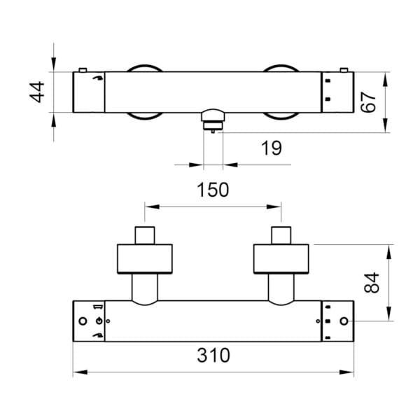 Термостатический смеситель для душа с 2 отверстиями Ercos Stilox ARCH-00106828 - Вид №2