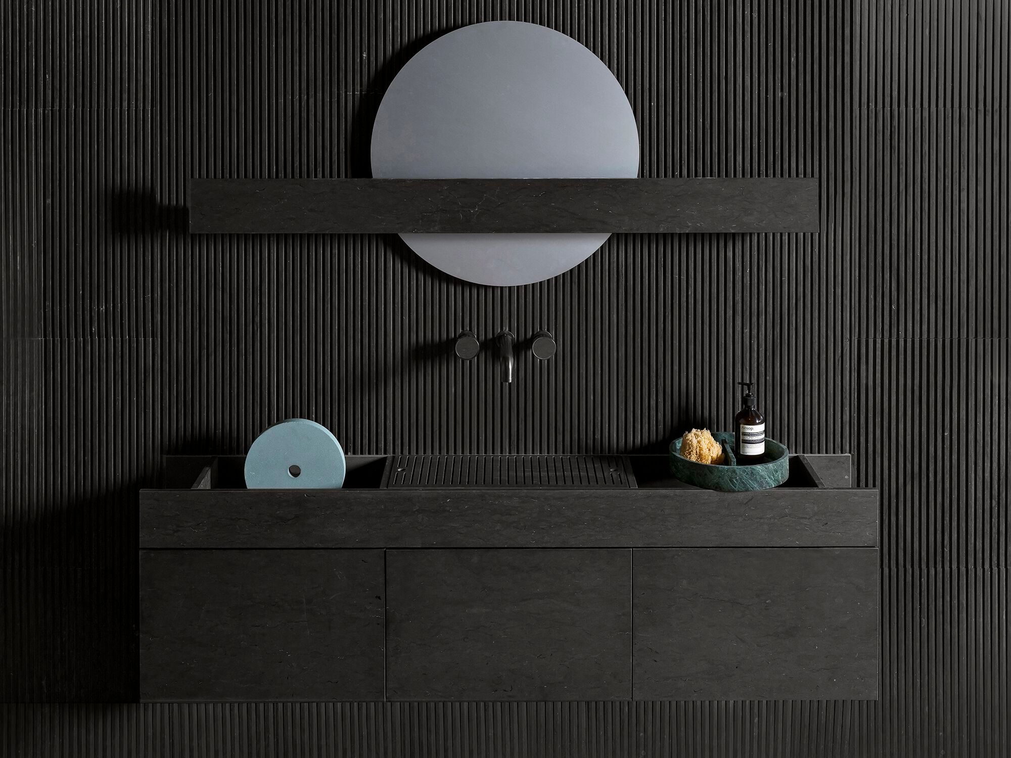 Мраморный подвесной умывальник со встроенной раковиной с ящиками LUCE DI CARRARA Passage ARCH-00087678