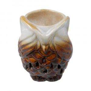 15933 Аромалампа "Совушка" 9 см коричневая с бежевым Giftman