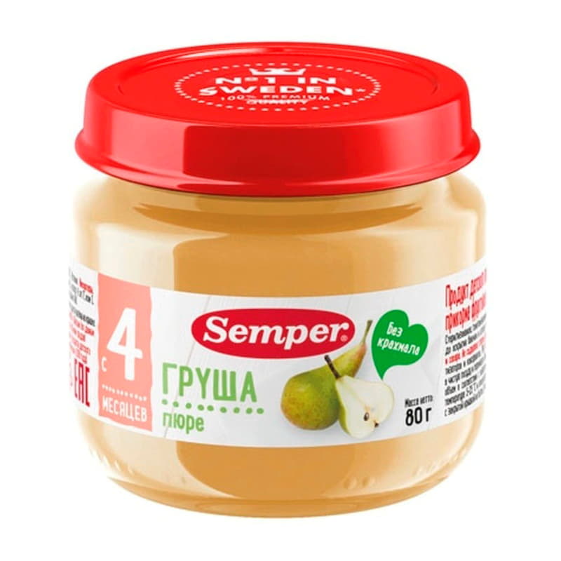 Пюре Груша с 4 месяцев Semper 80 г Santreyd 15727