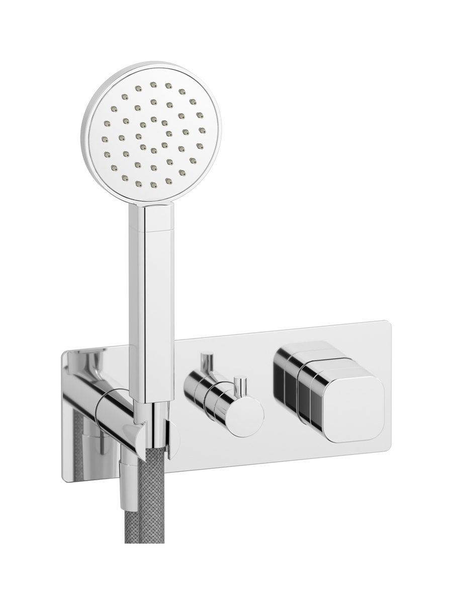 Прогрессивный настенный смеситель для душа на 3 потребителя со встроенным душевым гарнитуром. WE ARE IB eo314cc_1 Chrome Elio