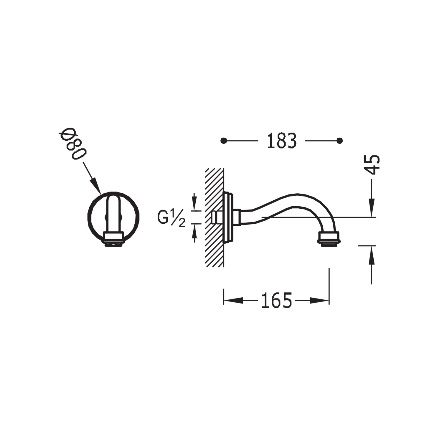 Фиксированный настенный излив TRES CLASIC-24217302LM TRES  - Вид №1