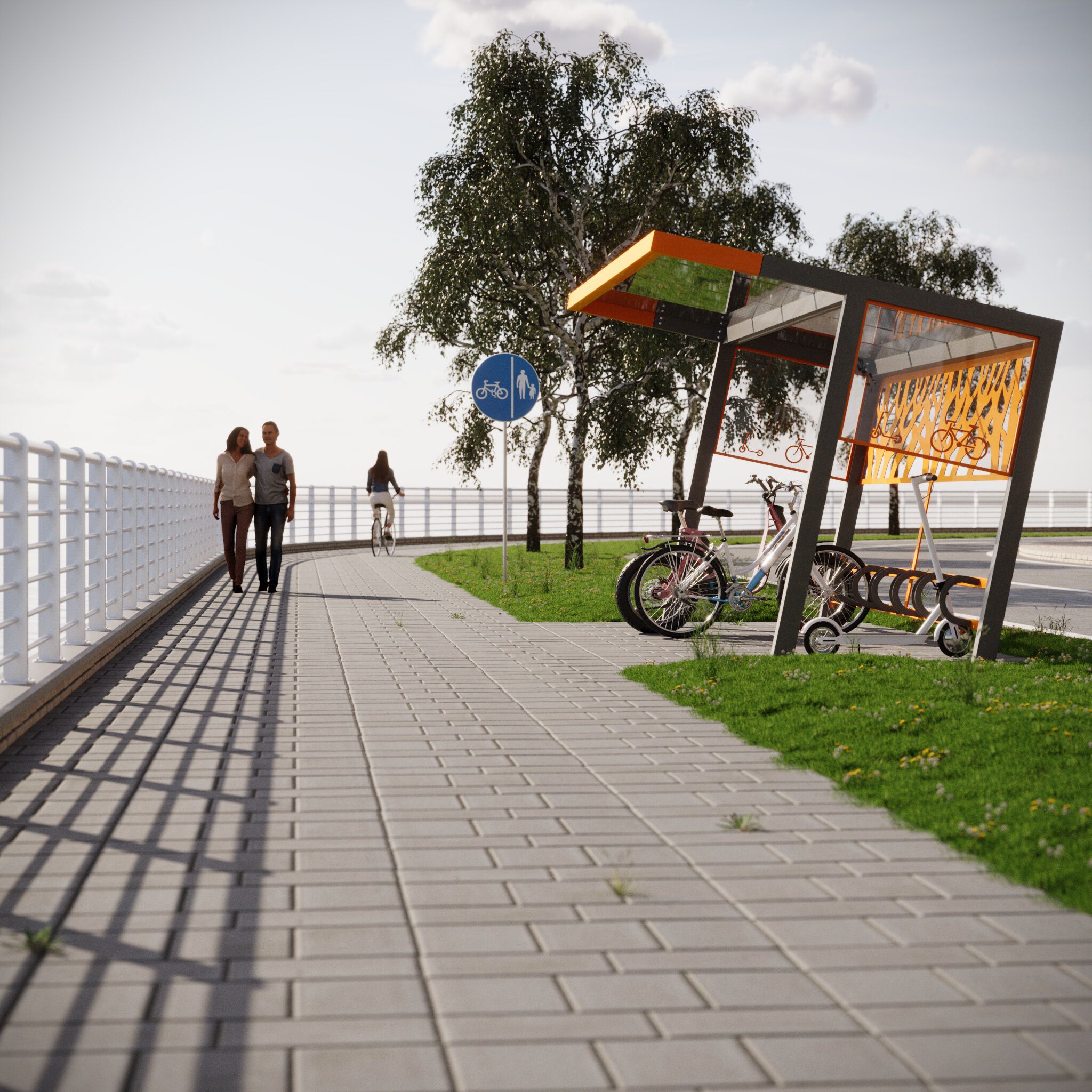 Стальной и поликарбонатный навес для велосипедов и мопедов CITYSì CROSS ARCH-00108240 - Вид №15