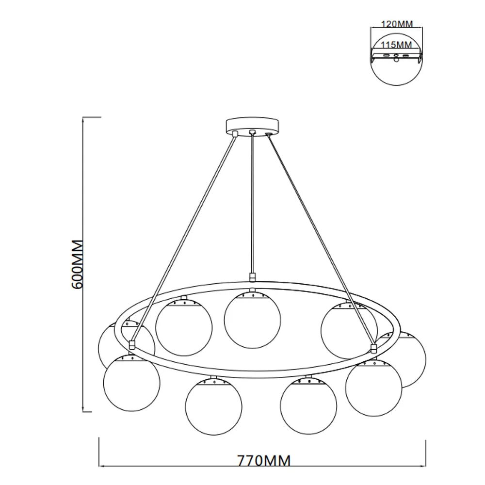 Люстра подвесная Circo 3610-9 9 ламп 27 м² цвет золотой 89374506 STLM-2009590 SCHAFFNER  - Вид №10