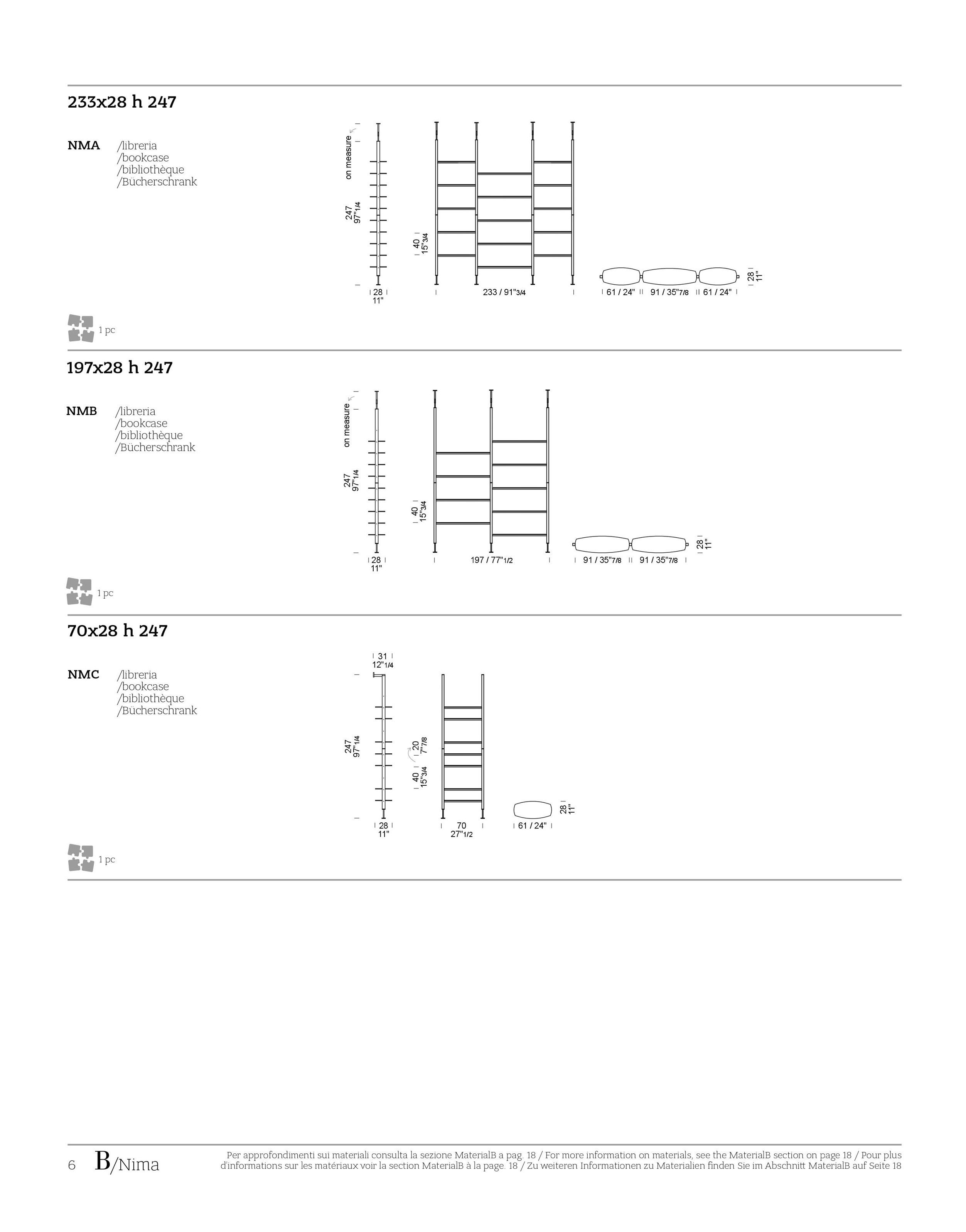 Книжный шкаф из дерева и стекла с креплением пол-потолок Borzalino NIMA ARCH-00135861 - Вид №9