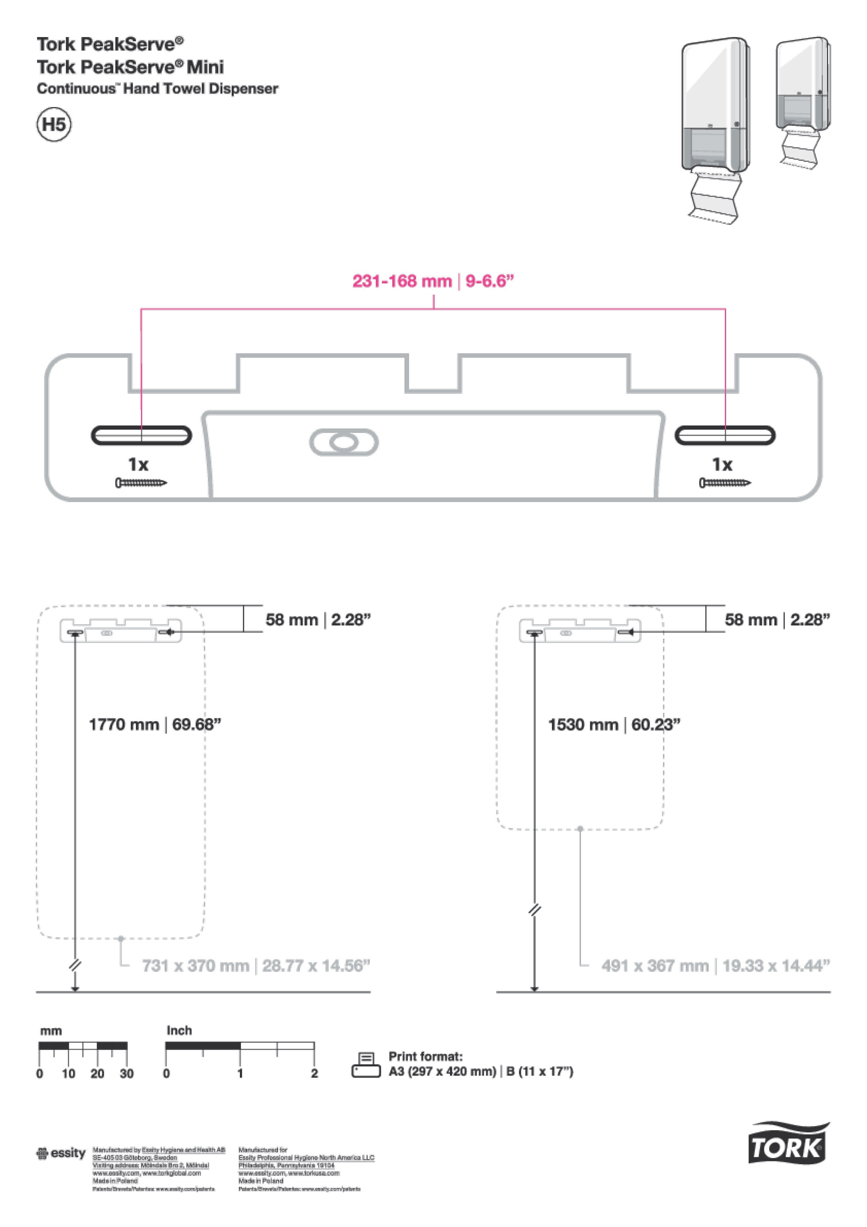 55255000 Мини-диспенсер для полотенец для рук Peakserve®, белый Tork  - Вид №4