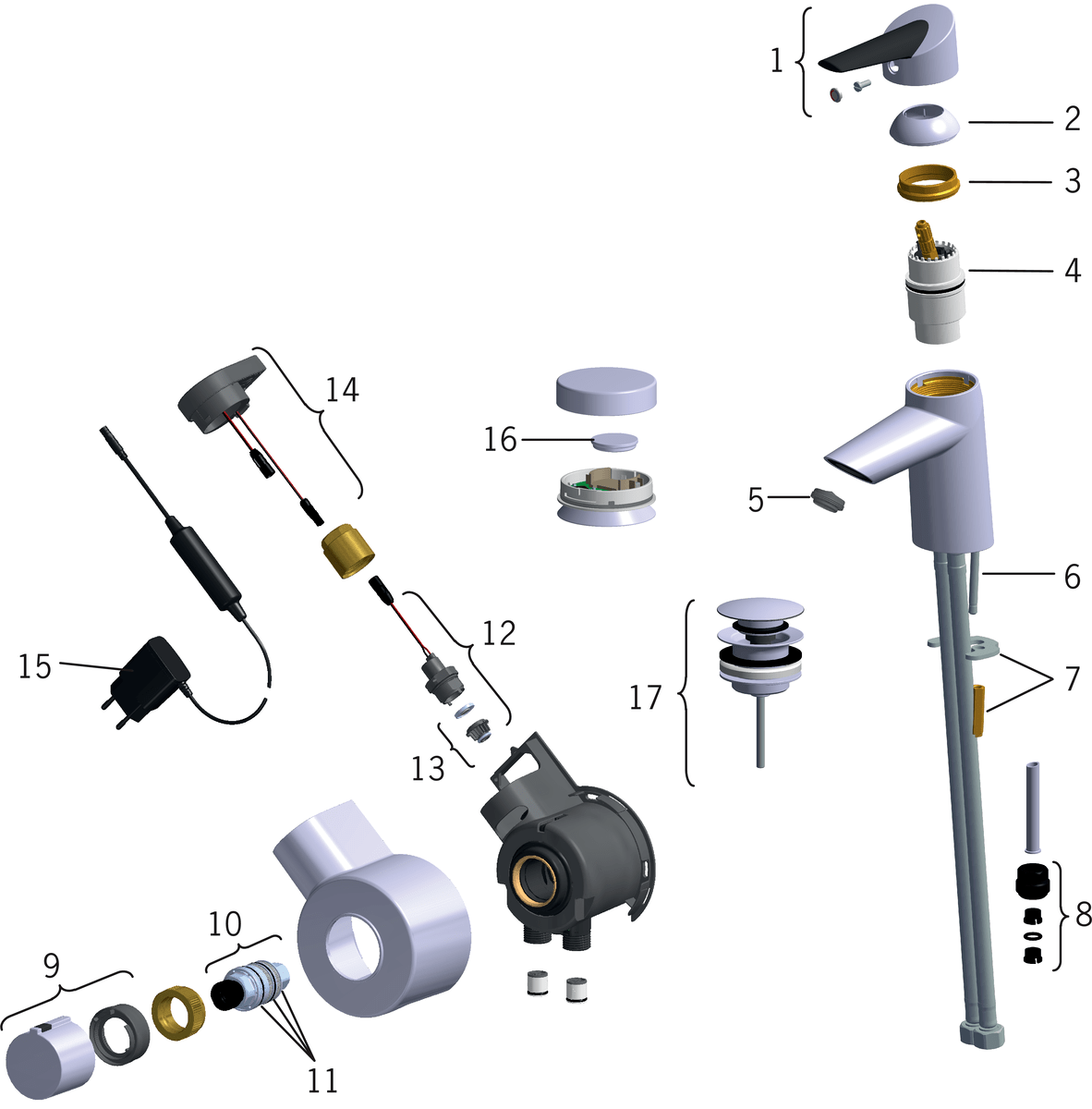 Oras 2701FT Смеситель для умывальника, 230/5 V 2701FT Optima Хром  - Вид №6